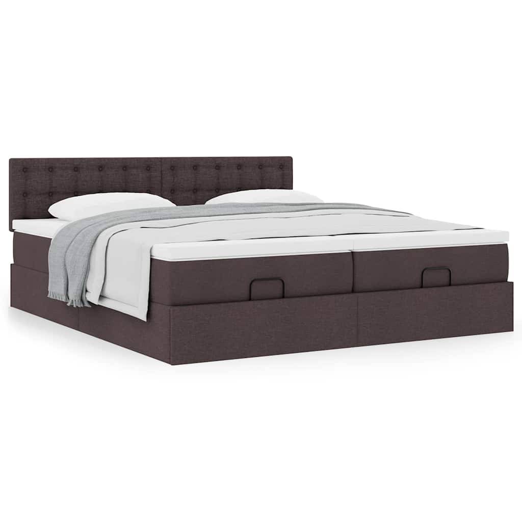 vidaXL Ottoman-Bett mit Matratzen Dunkelbraun 180x200 cm Stoff