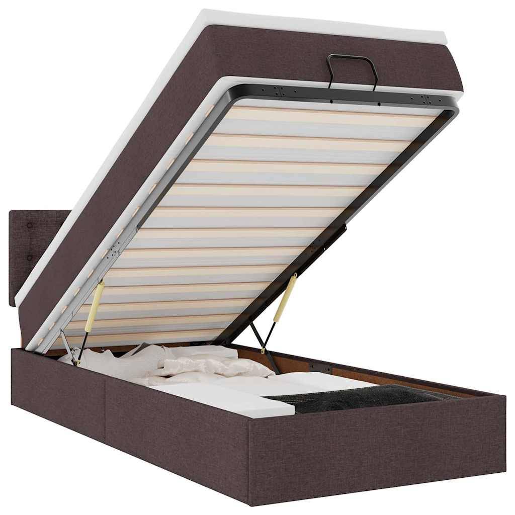 vidaXL Ottoman-Bett mit Matratze & LEDs Dunkelbraun 80x200 cm Stoff
