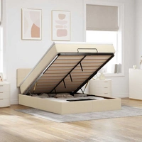 vidaXL Ottomane Bett mit Matratze & LEDs Creme 140x200 cm Stoff vidaXL Ottomane Bett mit Matratze & LEDs Creme 140x200 cm Stoff