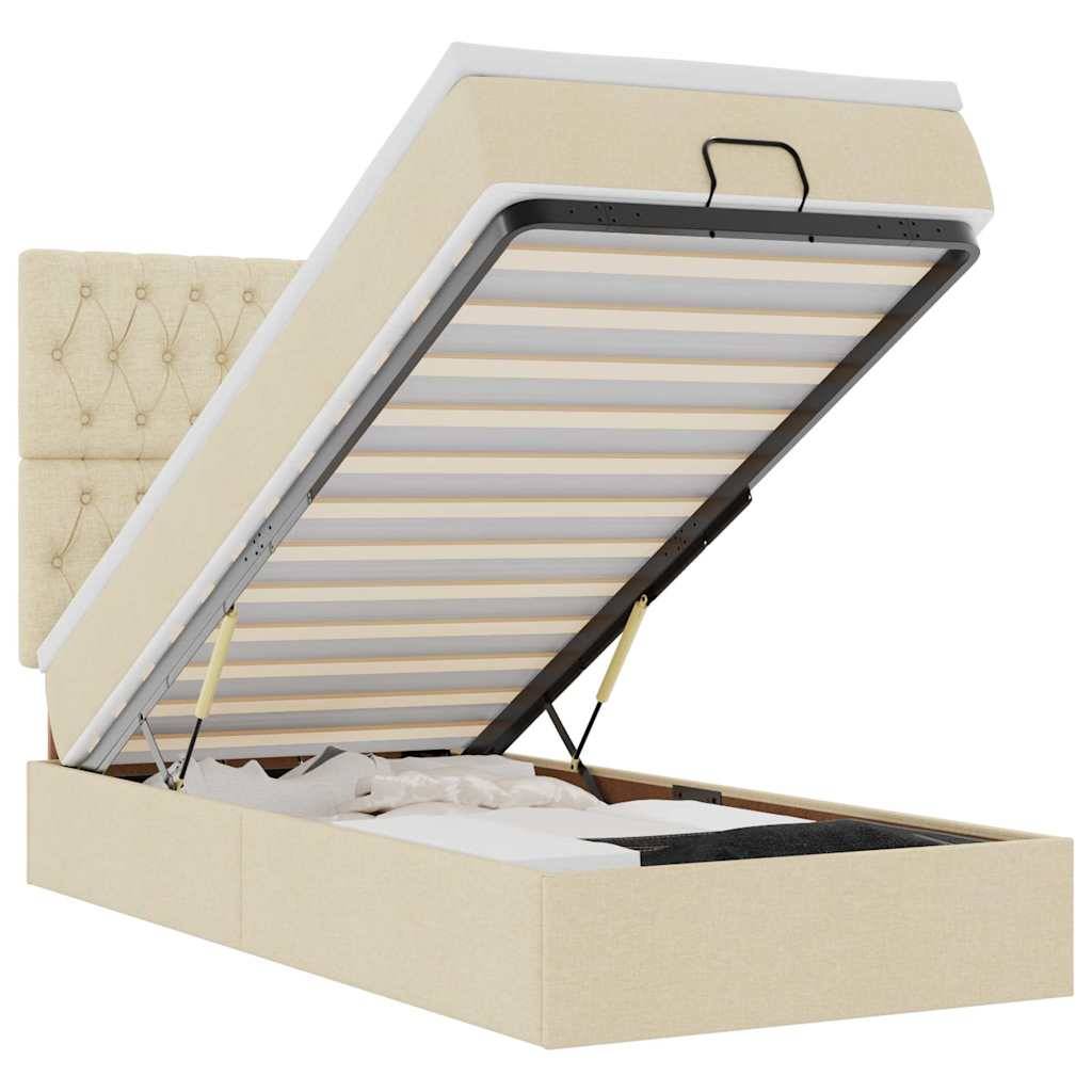 vidaXL Ottoman-Bett mit Matratze Creme 100x200 cm Stoff