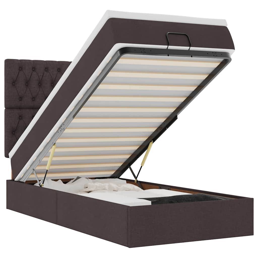 vidaXL Ottoman-Bett mit Matratze Dunkelbraun 90x200 cm Stoff