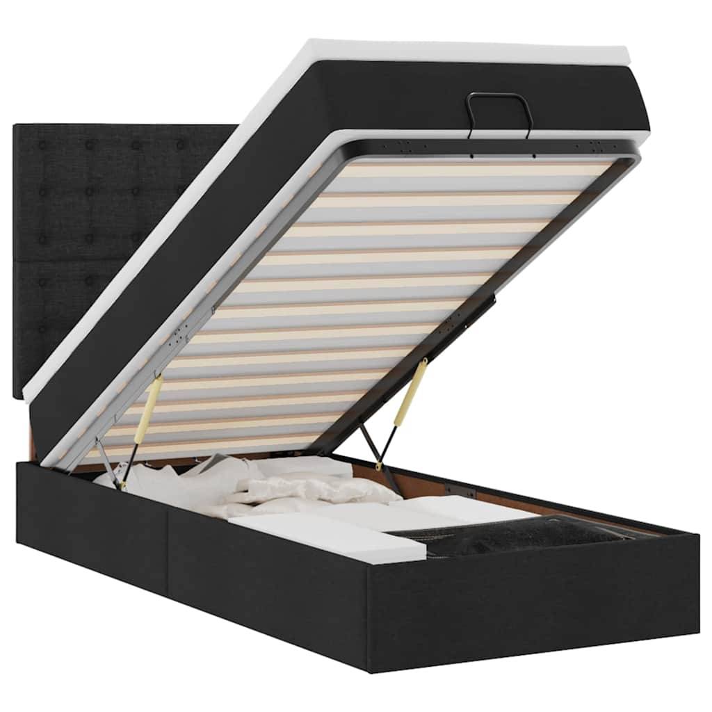 vidaXL Ottoman-Bett mit Matratze &amp; LEDs Schwarz 90x190 cm Stoff