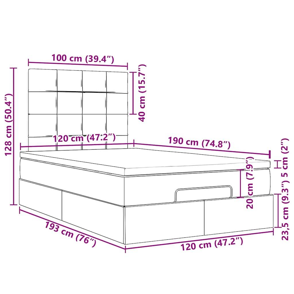 vidaXL Ottoman-Bett mit Matratzen & LEDs Rosa 120x190 cm Samt