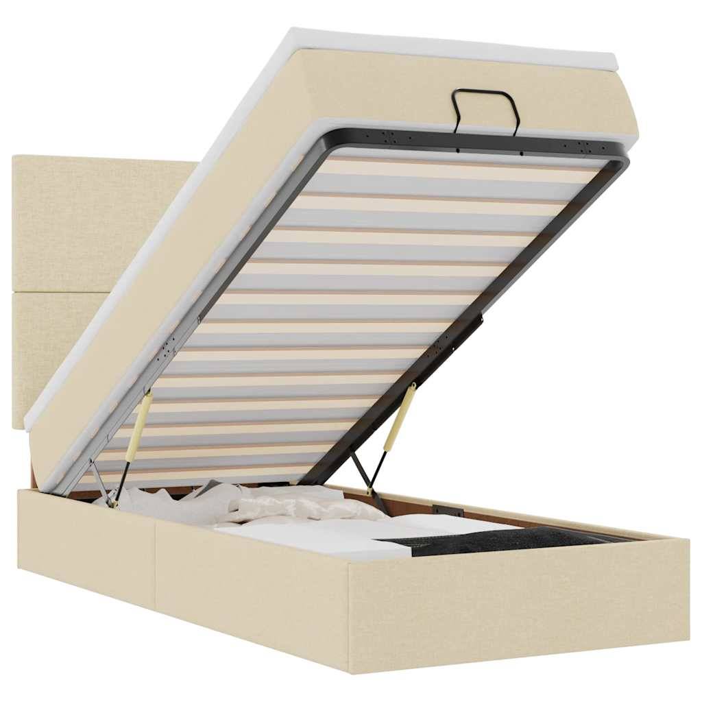 vidaXL Ottoman-Bett mit Matratze & LEDs Creme 80x200 cm Stoff