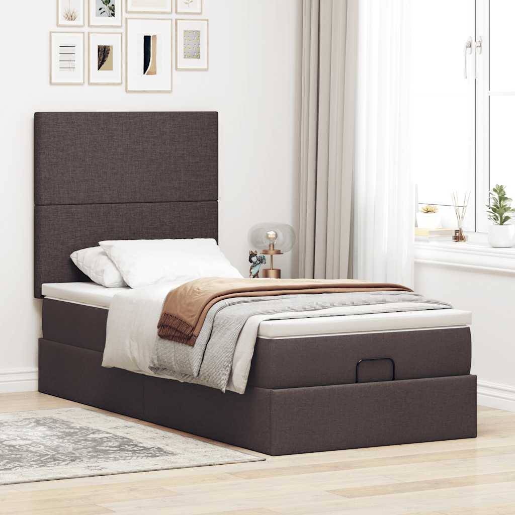 vidaXL Ottoman-Bett mit Matratze Dunkelbraun 90x190 cm Stoff