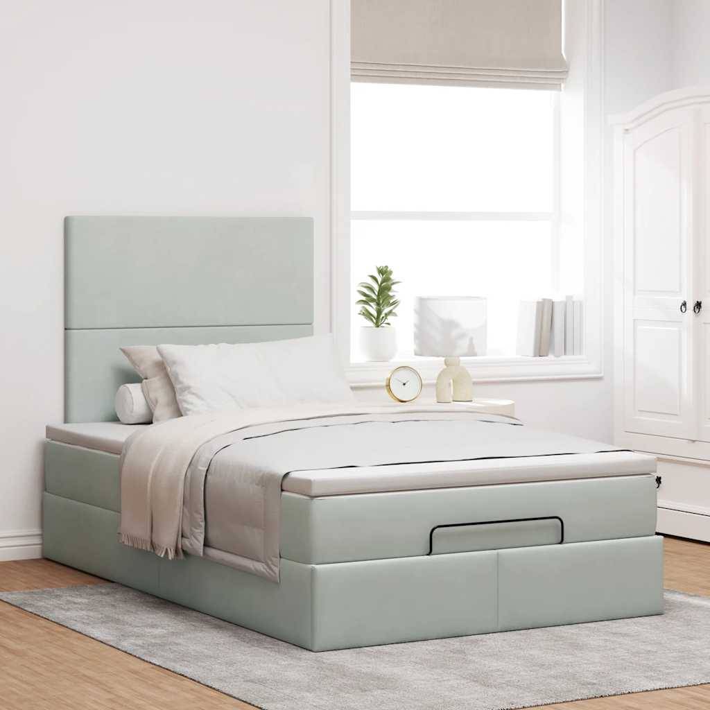 vidaXL Ottoman-Bett mit Matratzen Hellgrau 120x190 cm Samt