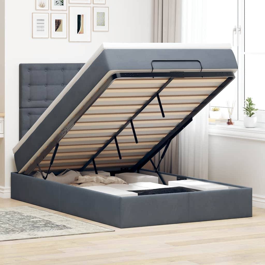 vidaXL Ottoman-Bett mit Matratzen Dunkelgrau 120x200 cm Samt