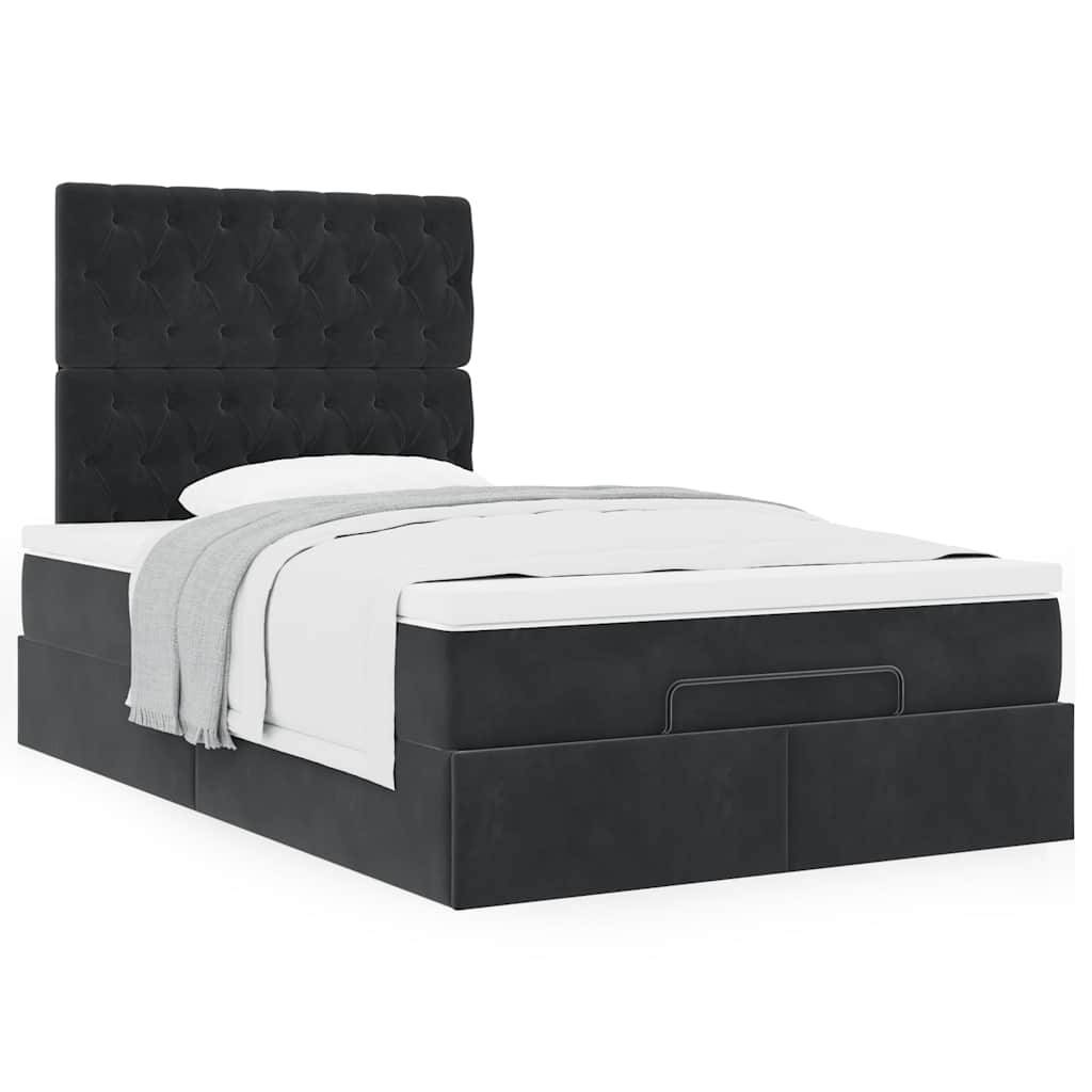 vidaXL Ottoman-Bett mit Matratzen Schwarz 120x190 cm Samt