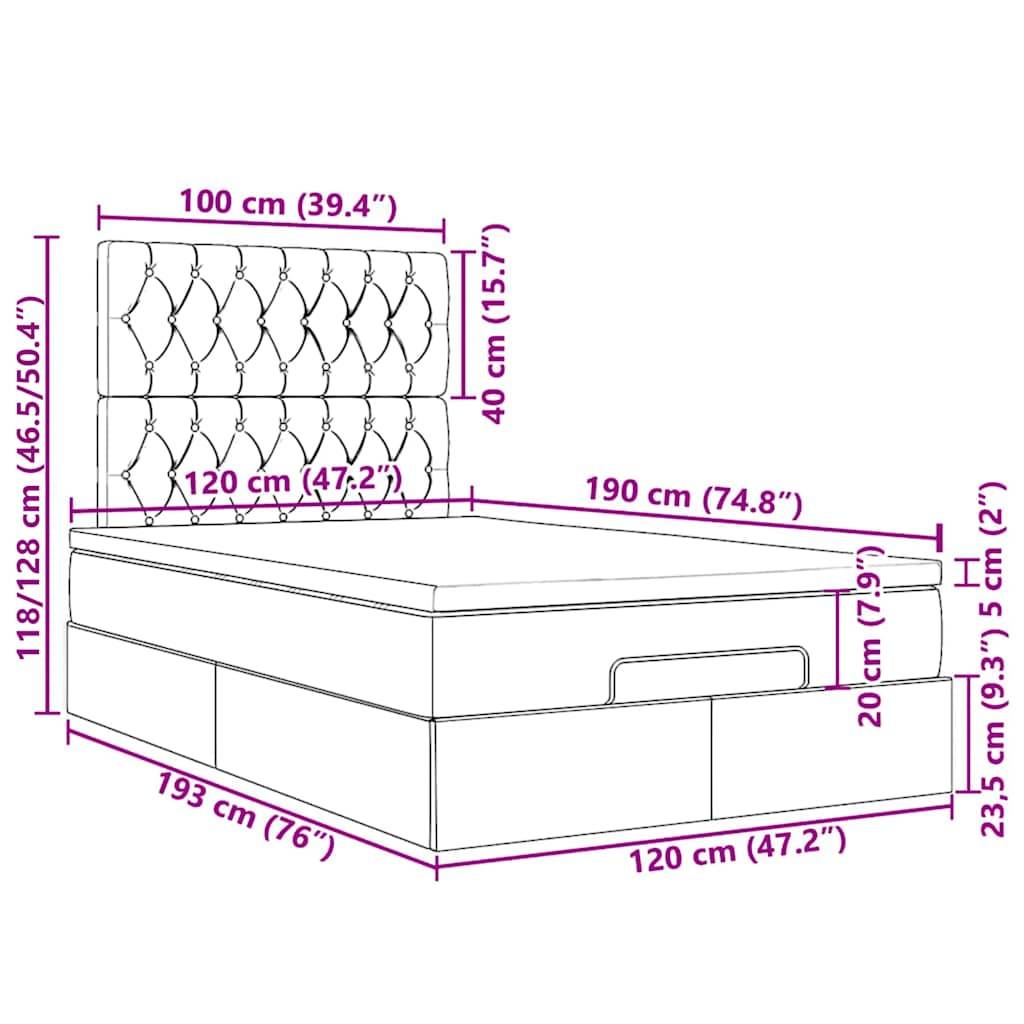 vidaXL Ottoman-Bett mit Matratzen Schwarz 120x190 cm Samt