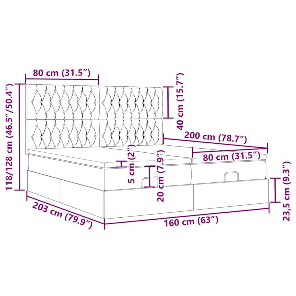 vidaXL Ottoman-Bett mit Matratzen Dunkelgrau 160x200 cm Samt