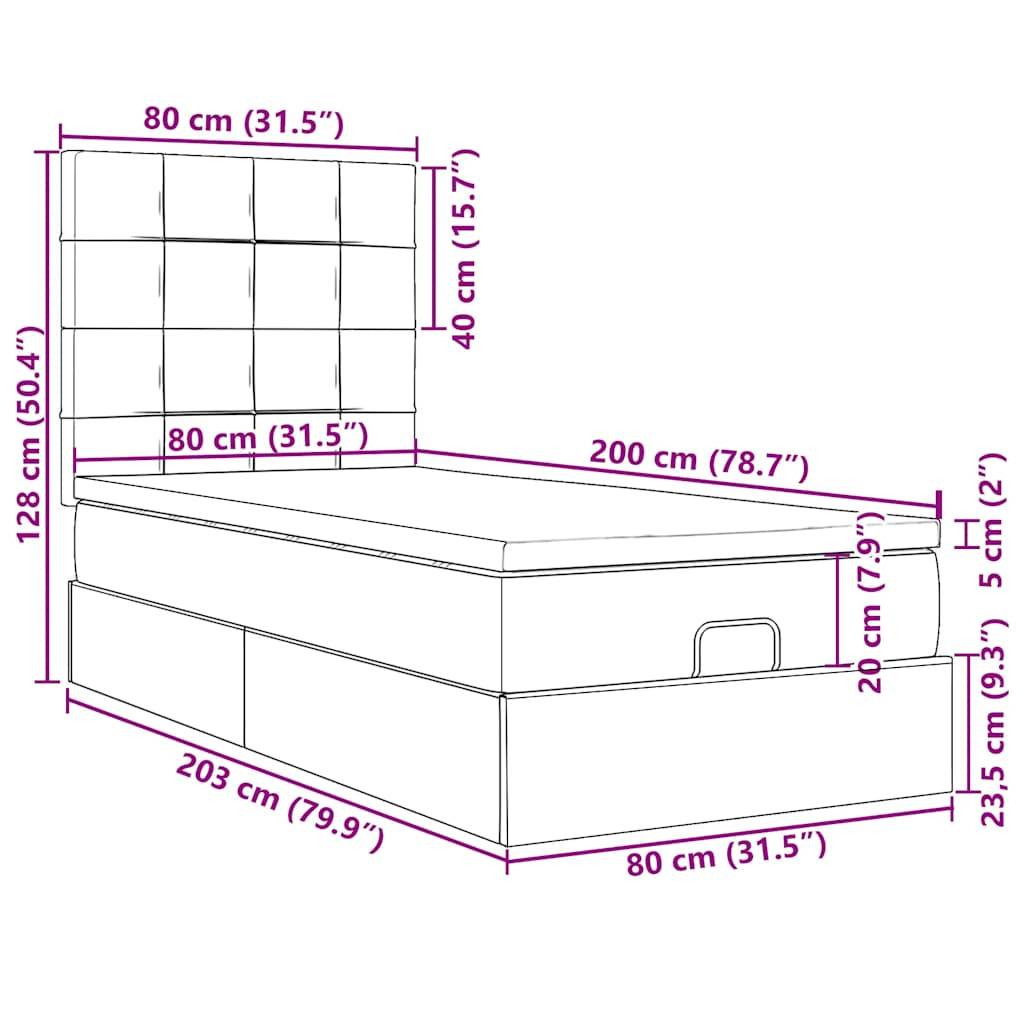 vidaXL Ottoman-Bett mit Matratze Taupe 80x200 cm Stoff