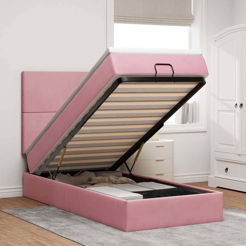 vidaXL Ottoman-Bett mit Matratzen Rosa 90x200 cm Samt