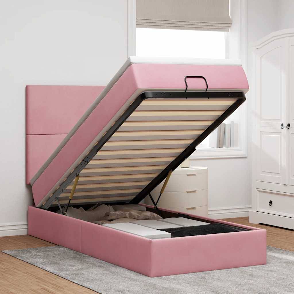 vidaXL Ottoman-Bett mit Matratzen Rosa 80x200 cm Samt