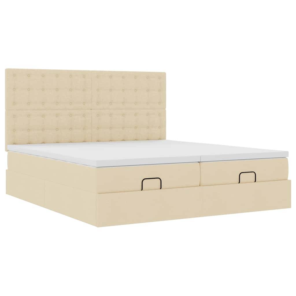 vidaXL Ottoman-Bett mit Matratzen Creme 180x200 cm Stoff