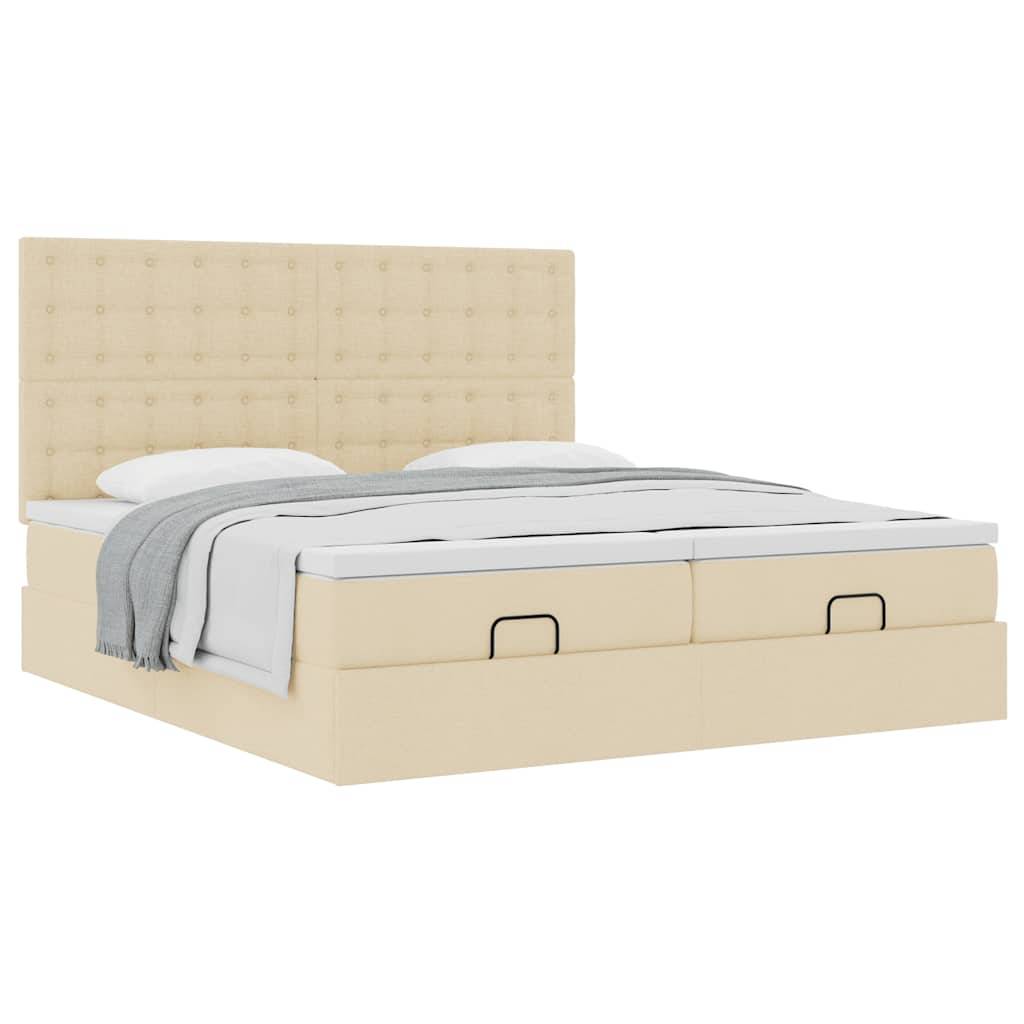 vidaXL Ottoman-Bett mit Matratzen Creme 180x200 cm Stoff