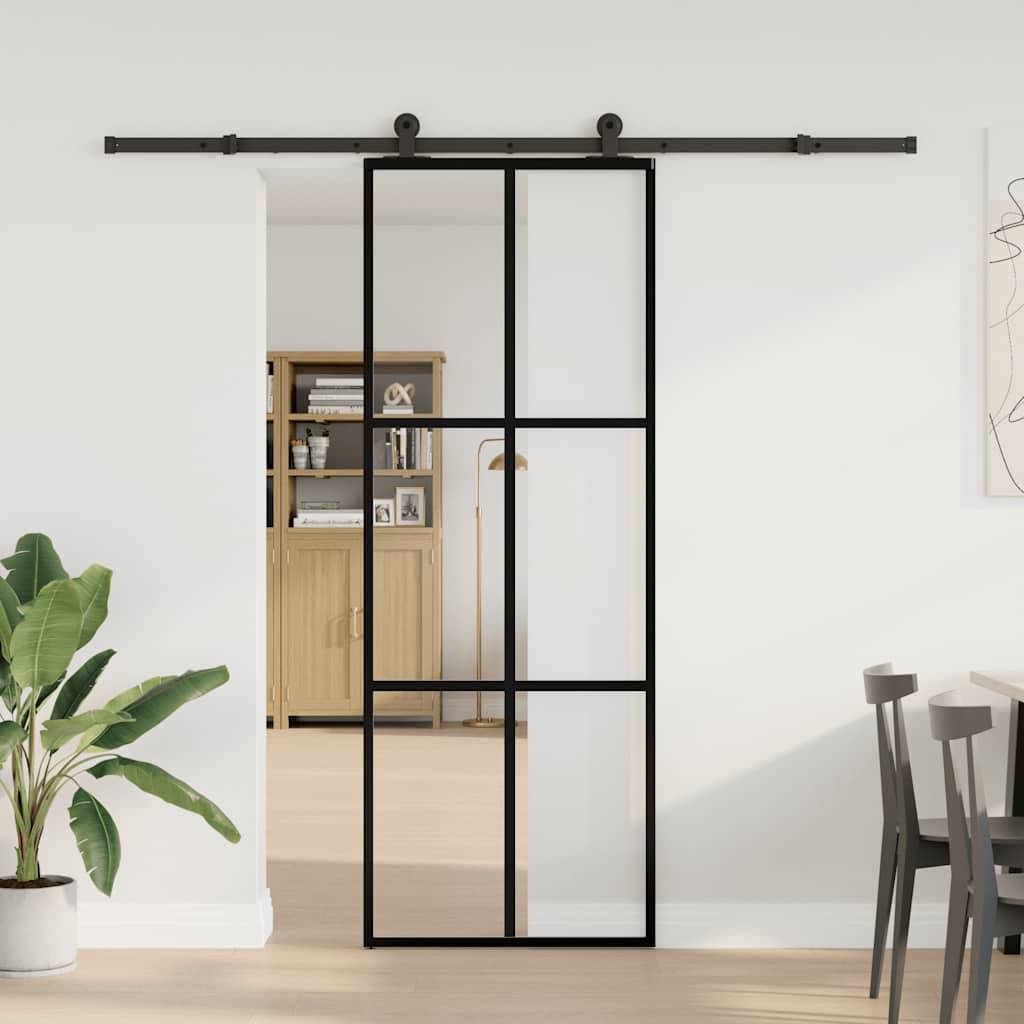 vidaXL Schiebetür mit Beschlag 76x205 cm ESG-Glas & Aluminium