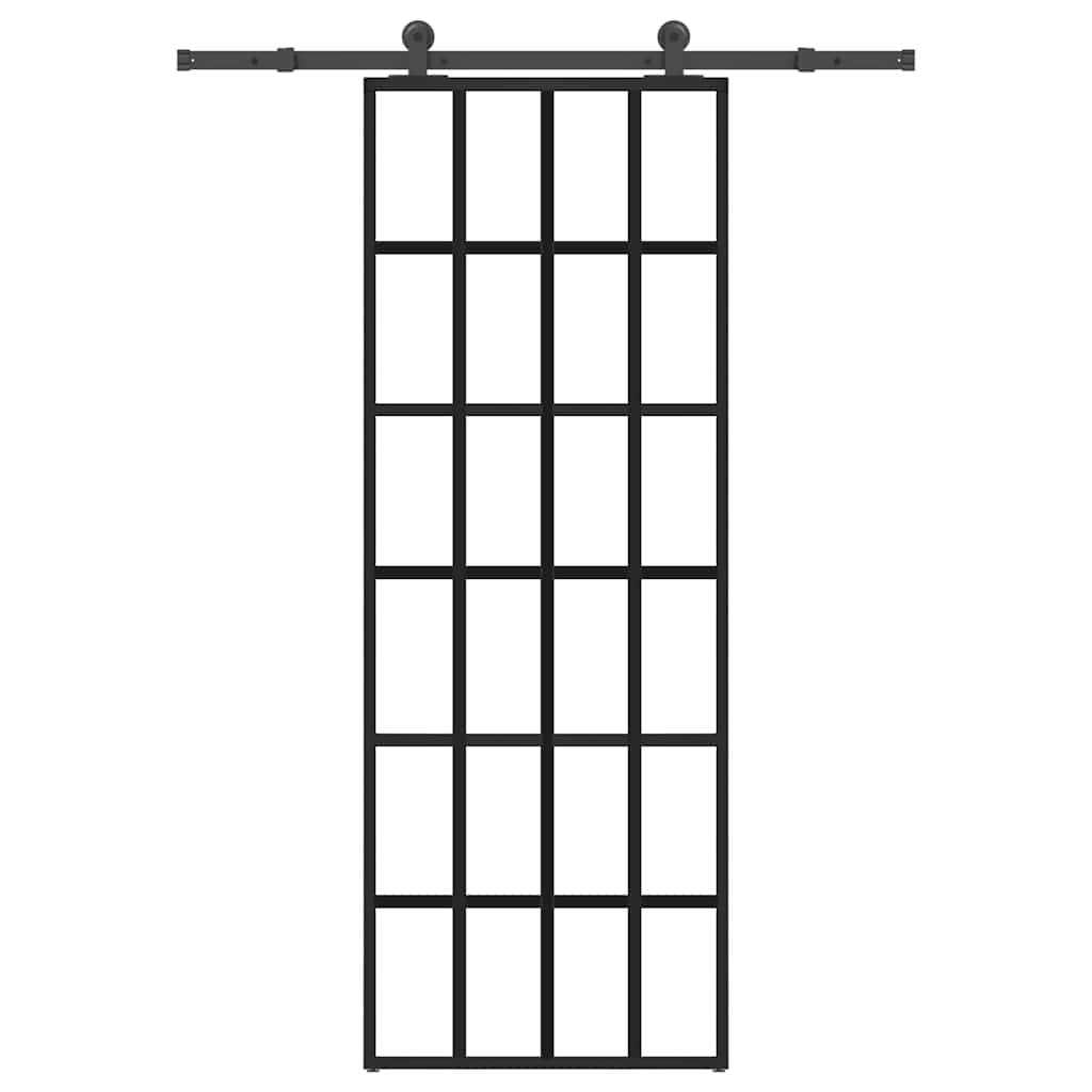 vidaXL Schiebetür mit Beschlag 76x205 cm ESG-Glas & Aluminium