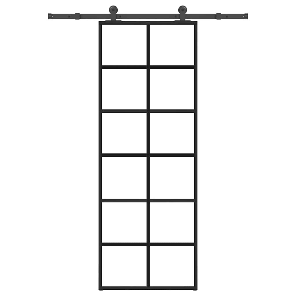vidaXL Schiebetür mit Beschlag 76x205 cm ESG-Glas & Aluminium