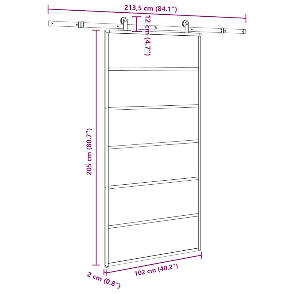 vidaXL Schiebetür mit Beschlag 102x205 cm ESG-Glas & Aluminium