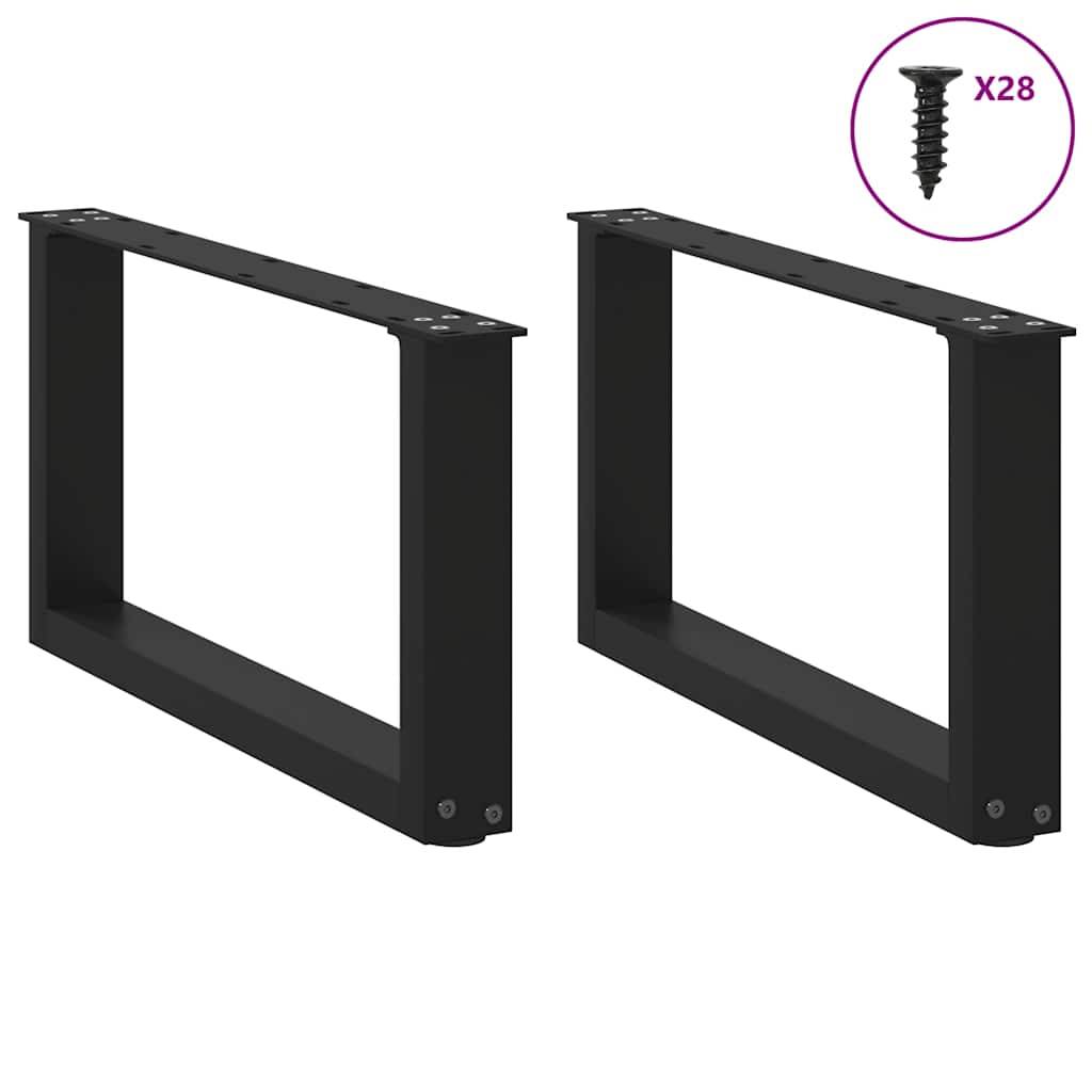 vidaXL Couchtischbeine U-Form 2 Stk. Schwarz 70x(30-31) cm Stahl