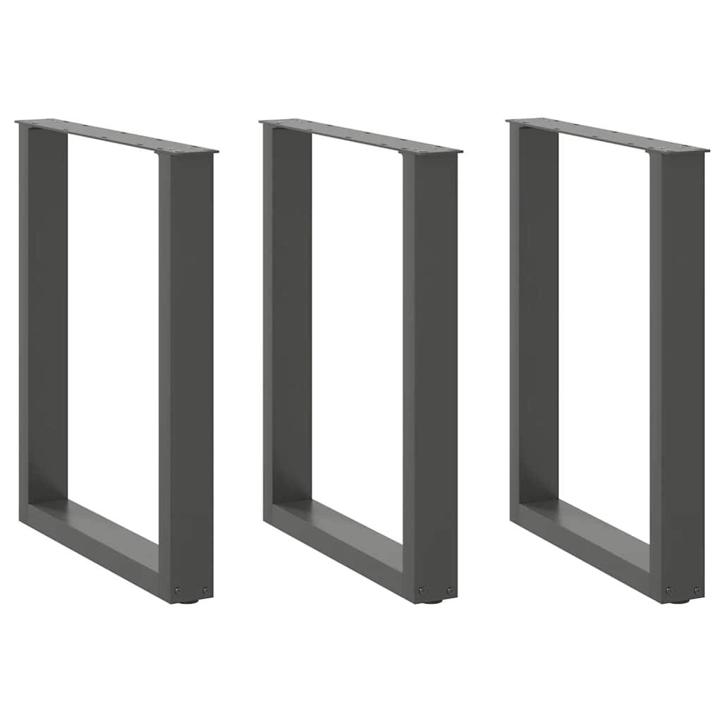 vidaXL Esstischbeine U-Form 3 Stk. Anthrazit 70x(72-73) cm Stahl