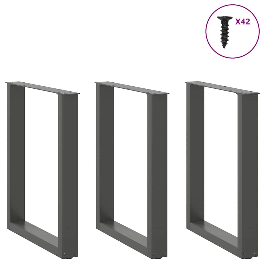 vidaXL Esstischbeine U-Form 3 Stk. Anthrazit 70x(72-73) cm Stahl