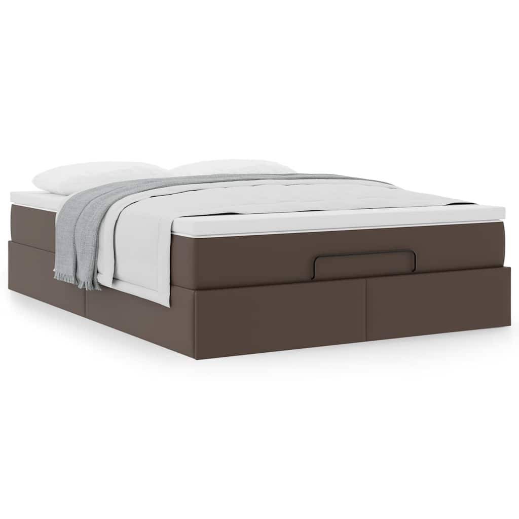 vidaXL Ottoman-Bett mit Matratze Braun 140x190 cm Kunstleder