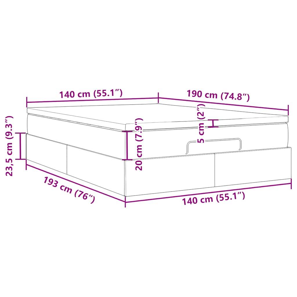 vidaXL Ottoman-Bett mit Matratze Dunkelgrau 140x190 cm Samt