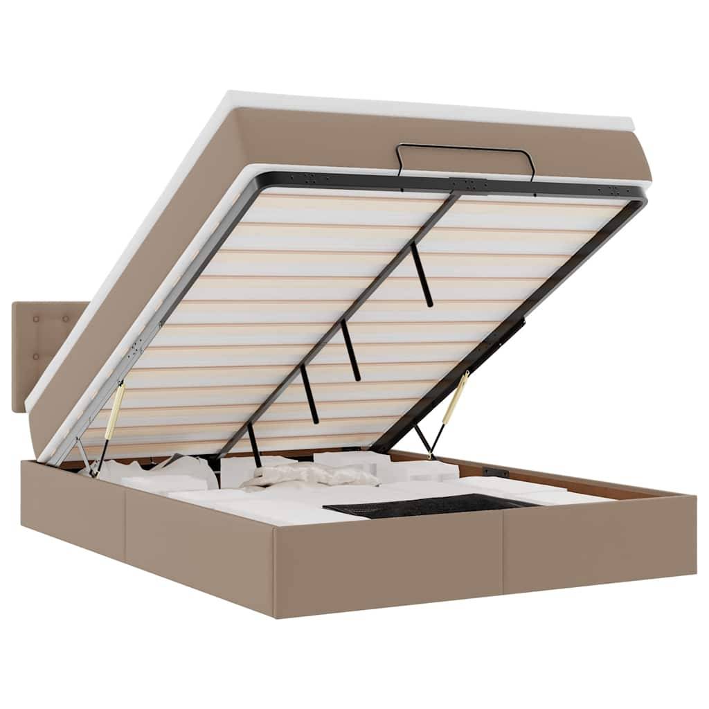 vidaXL Ottoman-Bett mit Matratzen &amp; LEDs Cappuccino-Braun 140x190cm