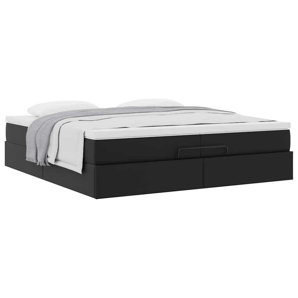 vidaXL Ottoman-Bett mit Matratzen Schwarz 200x200 cm Kunstleder