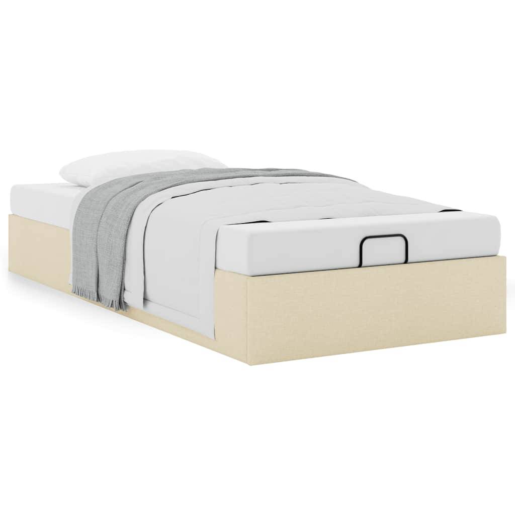 vidaXL Ottoman-Bett ohne Matratze Creme 100x200 cm Stoff