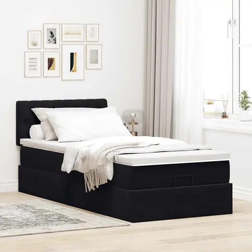 vidaXL Ottoman-Bett mit Matratze Schwarz 80x200 cm Samt vidaXL Ottoman-Bett mit Matratze Schwarz 80x200 cm Samt