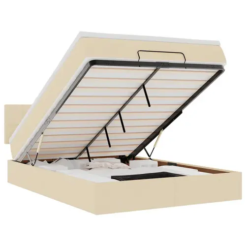 vidaXL Ottomane Bett mit Matratze & LEDs Creme 140x200 cm Stoff vidaXL Ottomane Bett mit Matratze & LEDs Creme 140x200 cm Stoff
