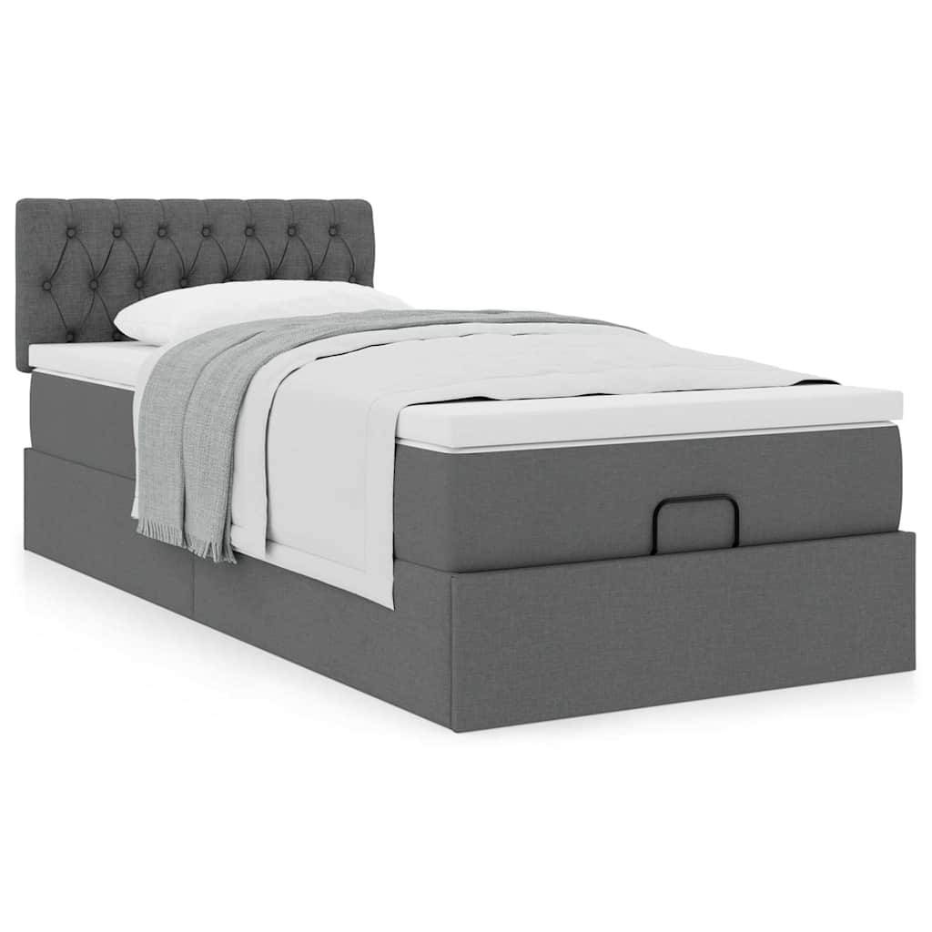 vidaXL Ottoman-Bett mit Matratze Dunkelgrau 80x200 cm Stoff