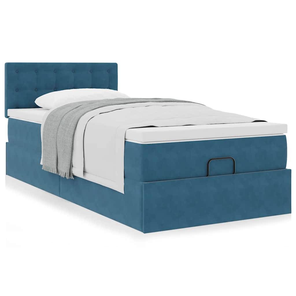 vidaXL Ottoman-Bett mit Matratze Dunkelblau 90x190 cm Samt