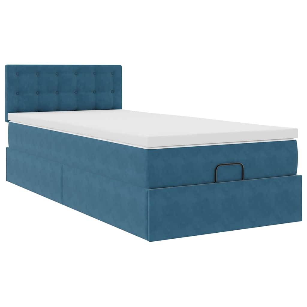 vidaXL Ottoman-Bett mit Matratze Dunkelblau 90x190 cm Samt