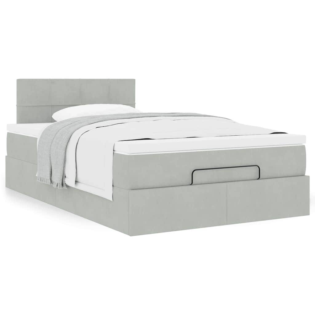 vidaXL Ottomanische Bett mit Matratze Hellgrau 120x190 cm Samt