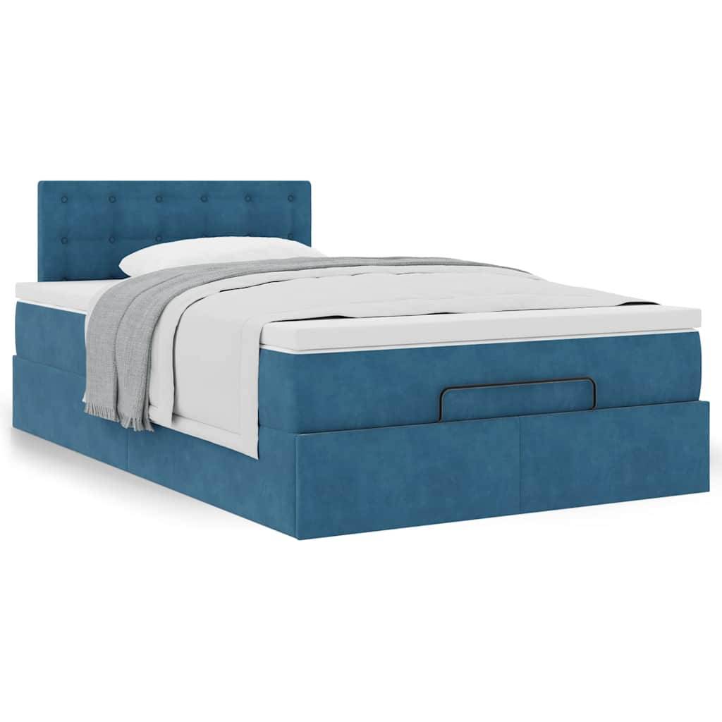 vidaXL Ottoman-Bett mit Matratze Dunkelblau 120x190 cm Samt