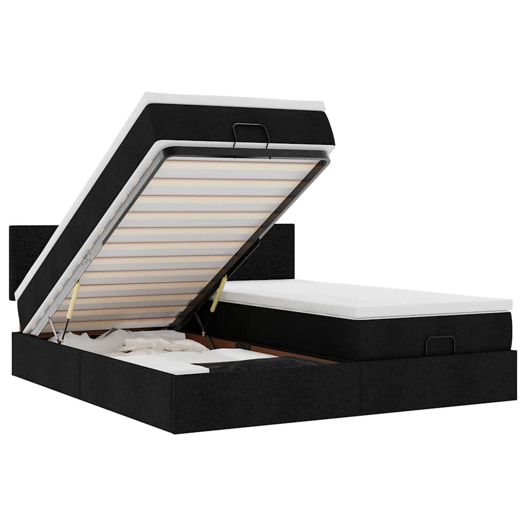 vidaXL Ottoman-Bett mit Matratzen Schwarz 180x200 cm Stoff