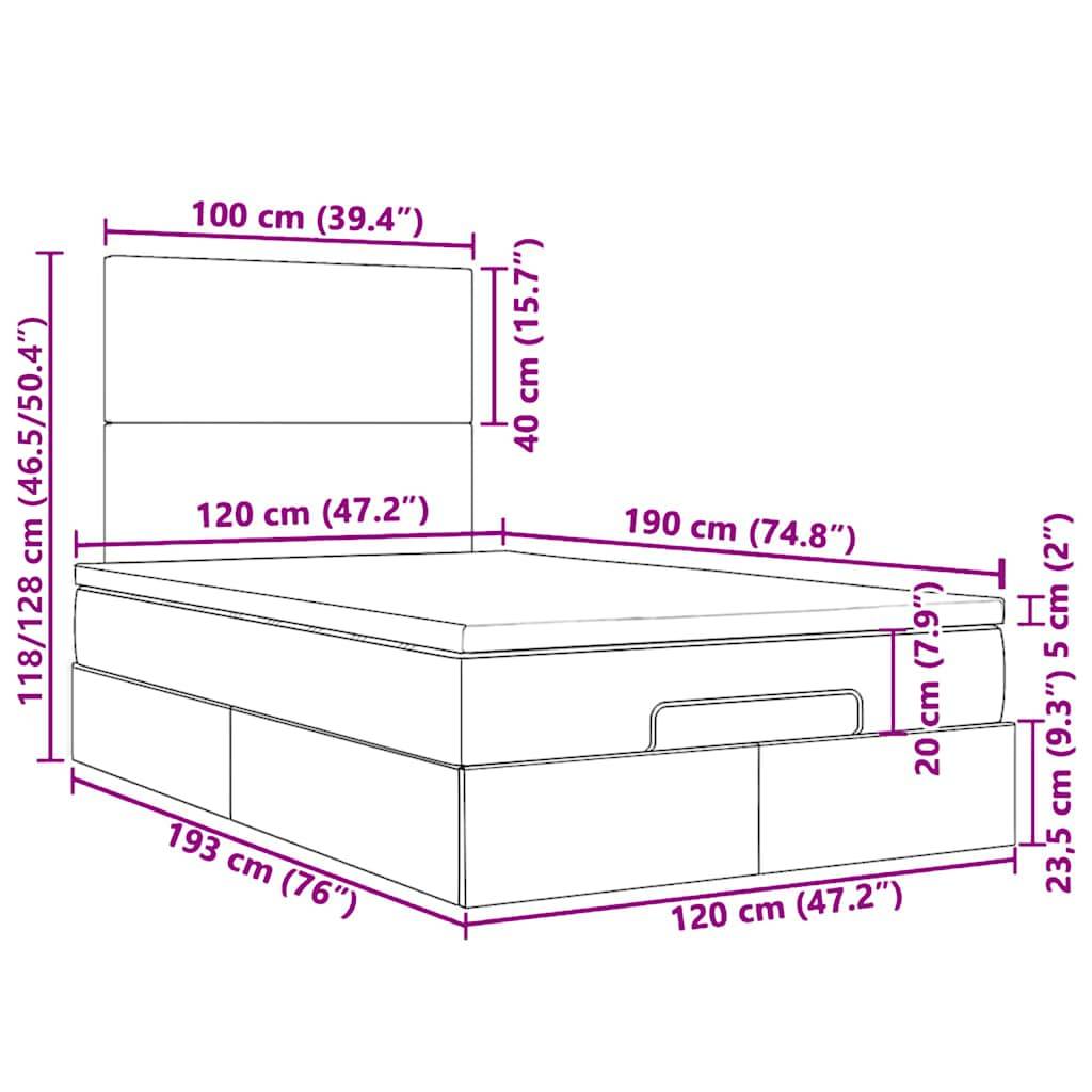 vidaXL Ottoman-Bett mit Matratzen Dunkelgrün 120x190 cm Samt