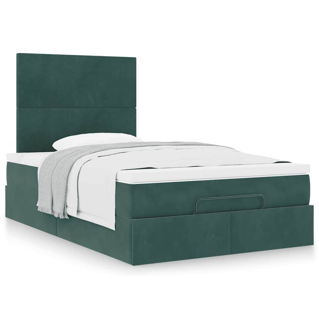 vidaXL Ottoman-Bett mit Matratzen Dunkelgrün 120x190 cm Samt