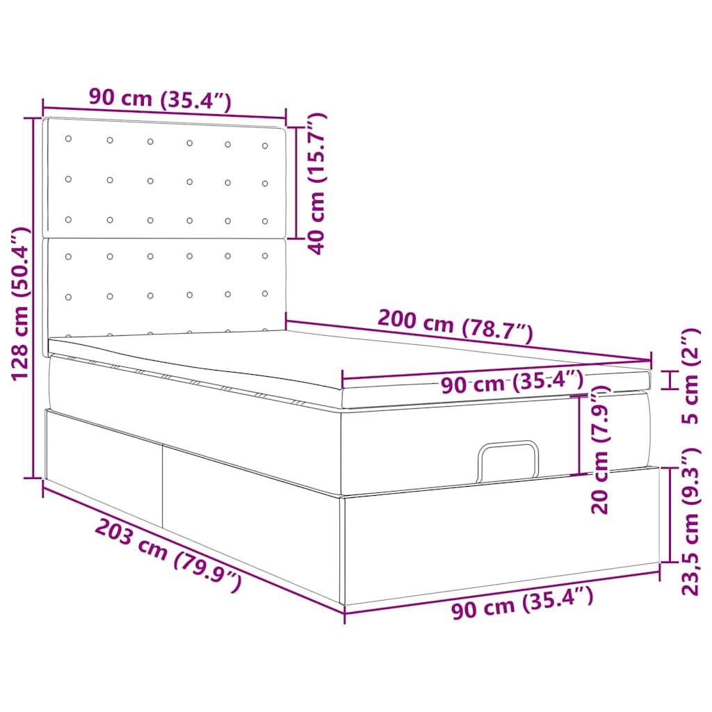 vidaXL Ottoman-Bett mit Matratzen & LEDs Rosa 90x200 cm Samt