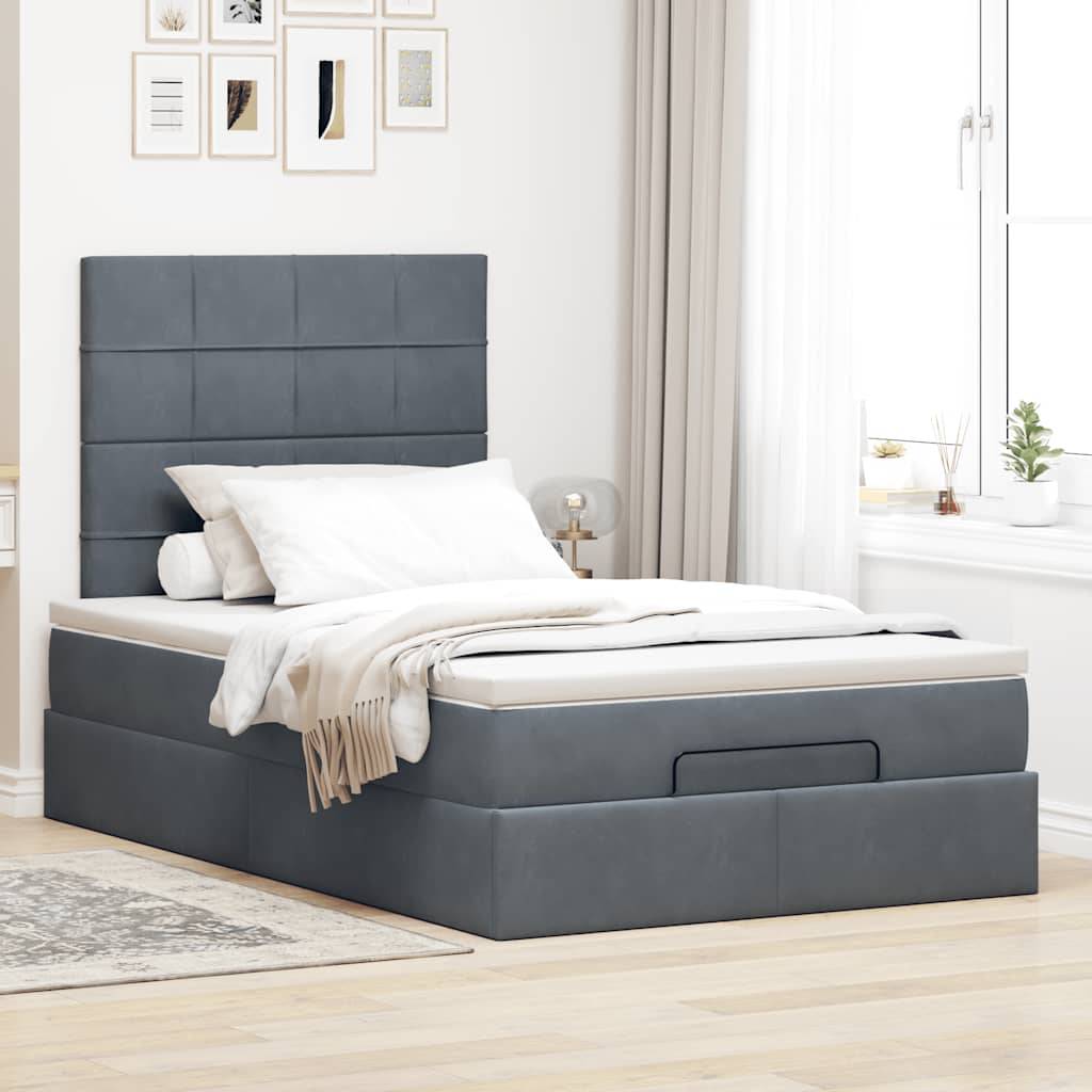 vidaXL Ottoman-Bett mit Matratzen &amp; LEDs Dunkelgrau 120x190 cm Samt