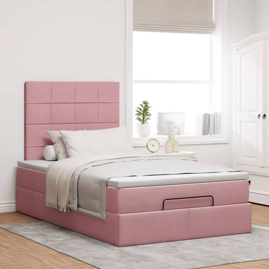 vidaXL Ottoman-Bett mit Matratzen & LEDs Rosa 120x190 cm Samt