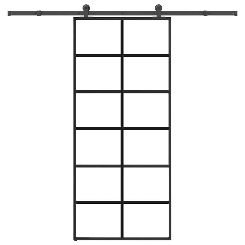 vidaXL Schiebetür mit Beschlag 90x205 cm ESG-Glas & Aluminium