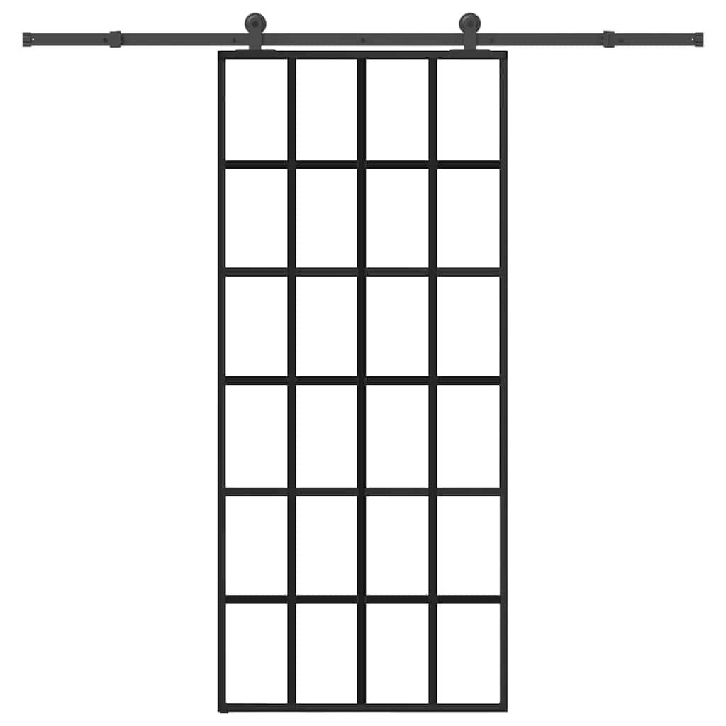 vidaXL Schiebetür mit Beschlag 90x205 cm ESG-Glas & Aluminium