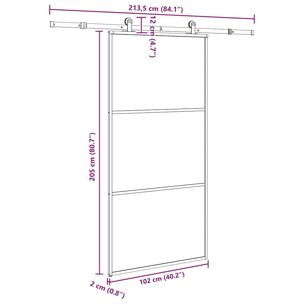 vidaXL Schiebetür mit Beschlag 102x205 cm ESG-Glas & Aluminium