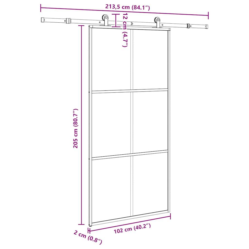vidaXL Schiebetür mit Beschlag 102x205 cm ESG-Glas & Aluminium