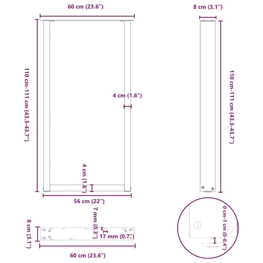 vidaXL Couchtischbeine U-Form 2 Stk. Anthrazit 60x(110-111) cm Stahl