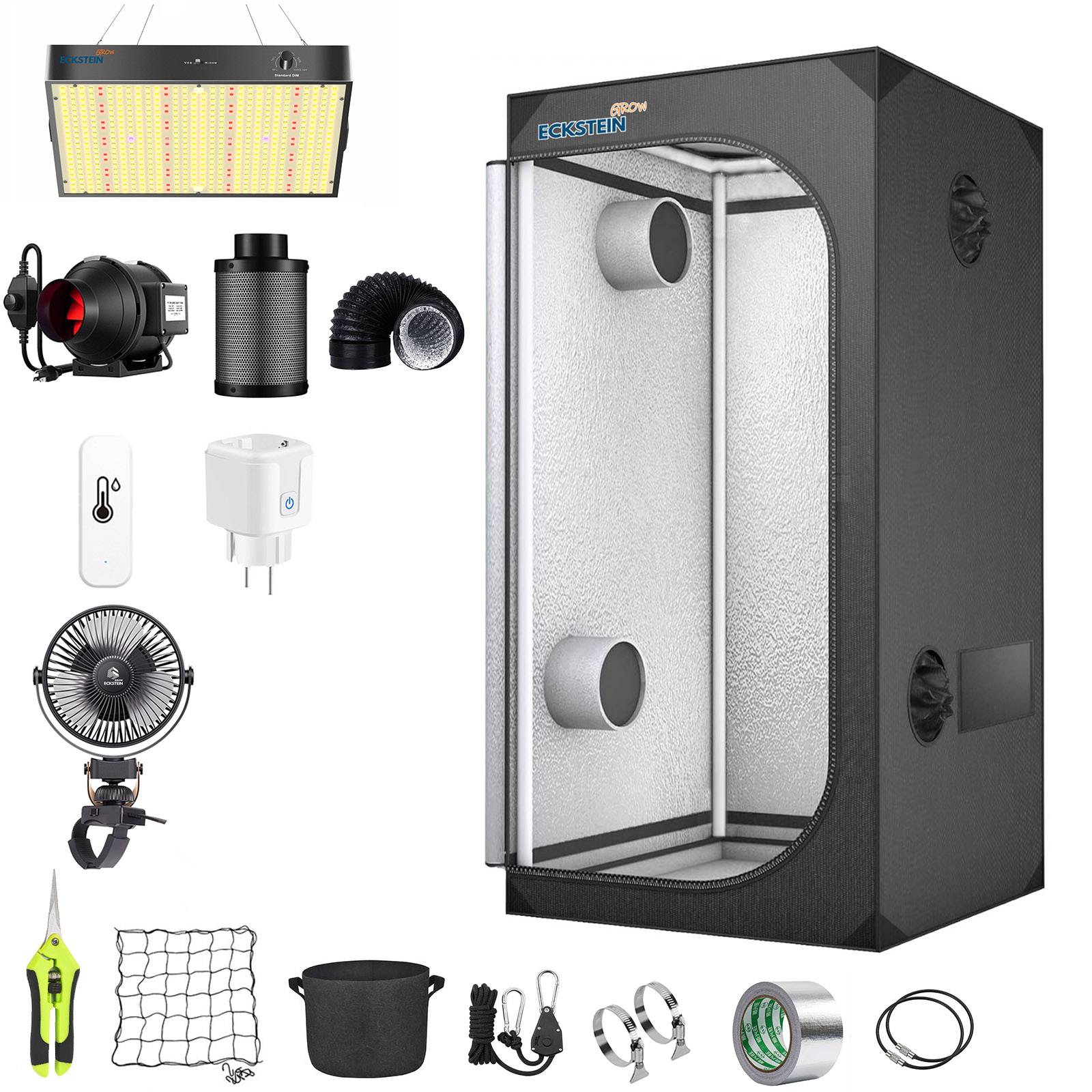 Growbox Komplettset 80x80x160cm Gewächshaus 100W LED Homegrowing Pflanzen Zuchtzelt Spektrum Growschrank mit Zubehör